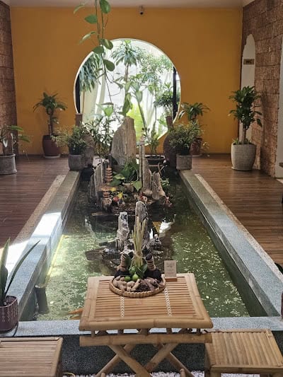 fish pond inside Sen Spa