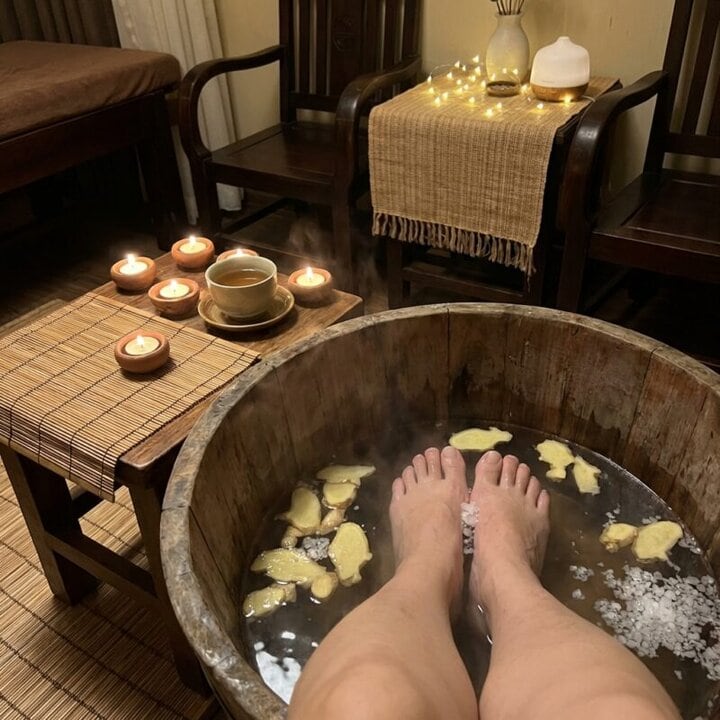 ngâm chân buổi tối